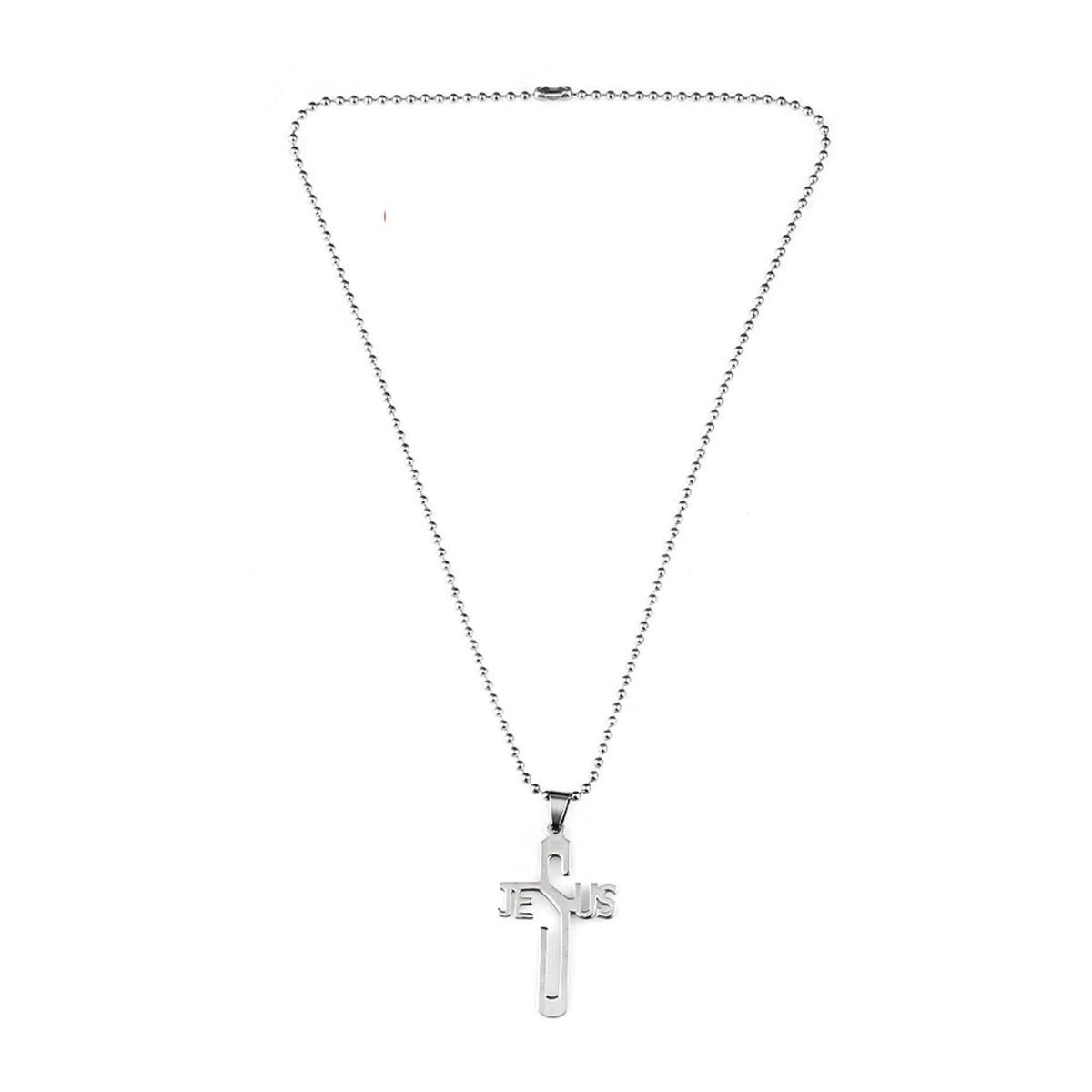 Stainless Steel Silver Cable Cross Necklace – SpicyIce